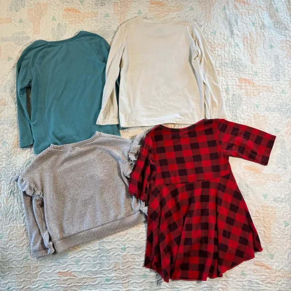 Girls 4T Fall Winter Outfit Bundle OshKosh Plaid Tunic Leggings Lot